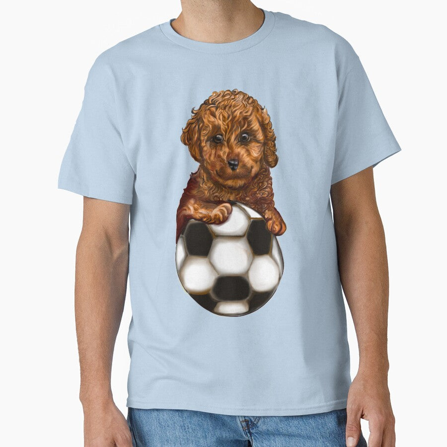 Cavapoo football soccer dog playing Cavoodle puppy - Adult & Kids T-Shirts, Sweatshirts & Hoodies apparel design preview 1