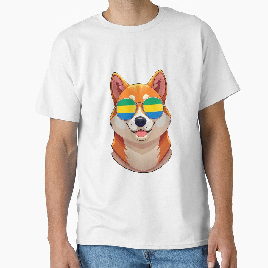 Vintage Patriotic Shiba Inu Gabonese Flag by - Adult & Kids T-Shirts, Sweatshirts & Hoodies apparel design preview 1