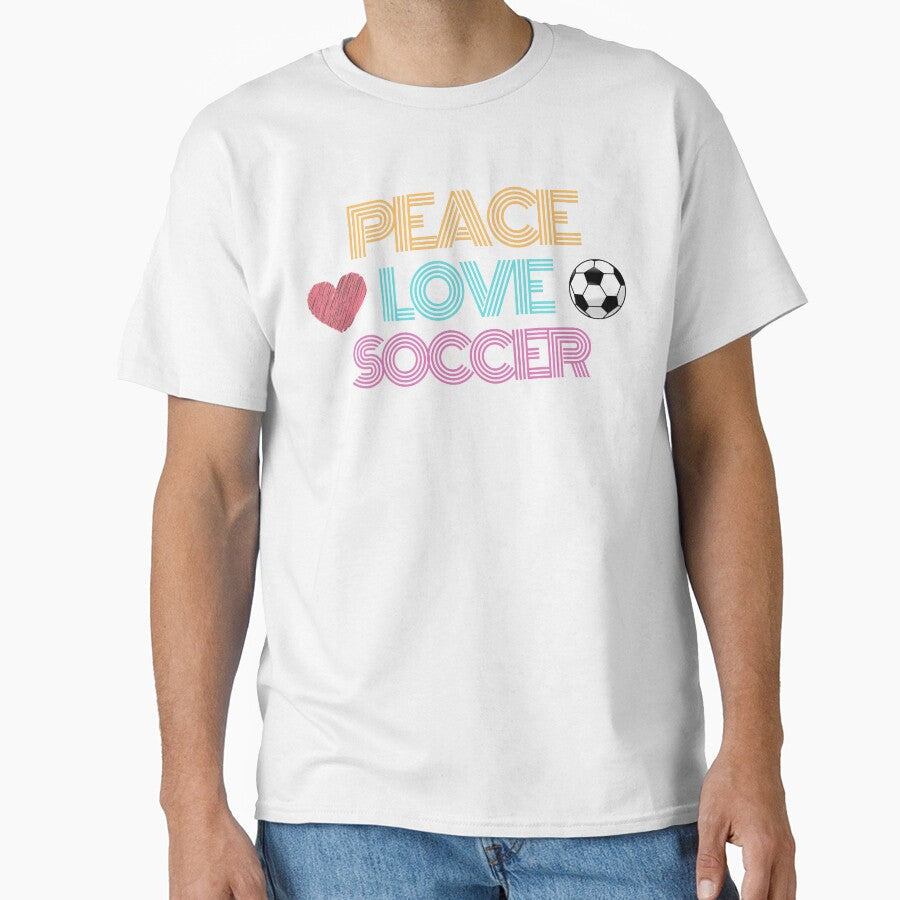 Peace Love Soccer (Retro Neon Lines) by ami.creations - Adult & Kids T-Shirts, Sweatshirts & Hoodies apparel design preview 1