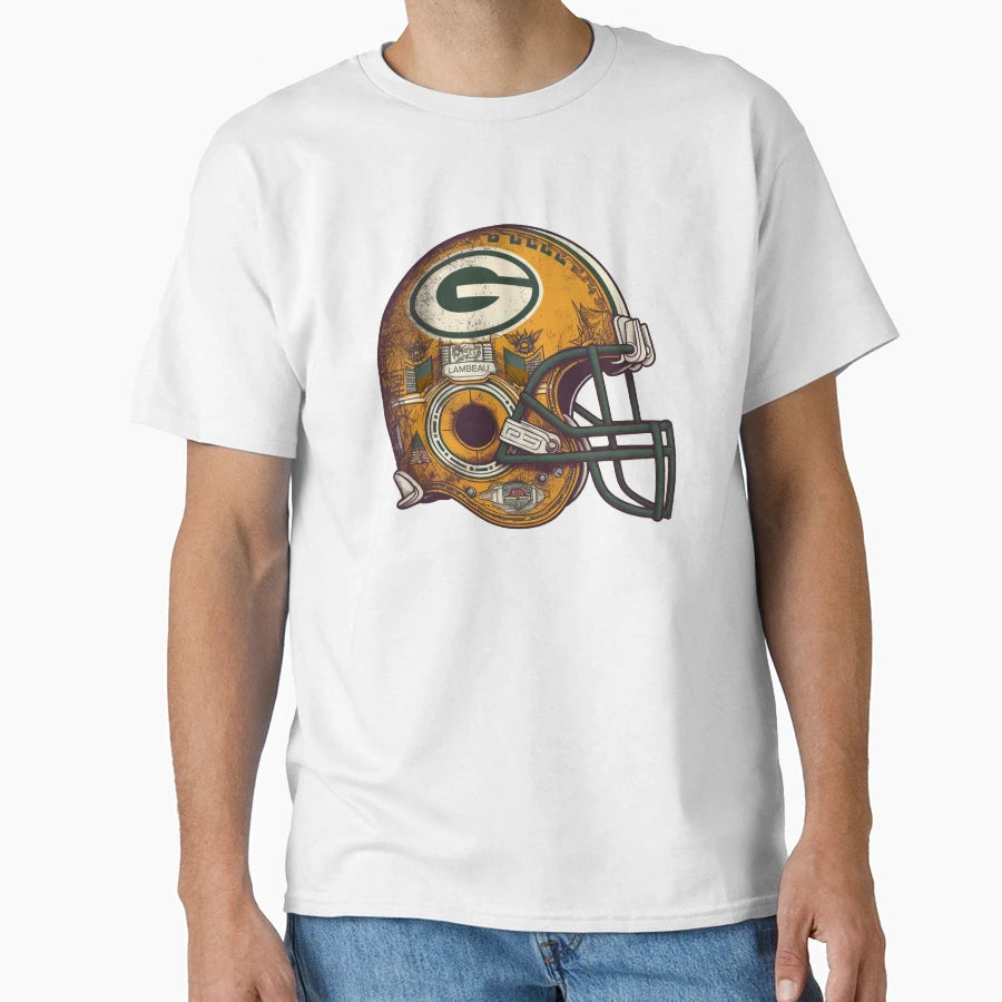 Green Bay Football Helmet T-Shirt - Graphic Print Unisex - T-Shirt, Sweatshirt, Hoodie