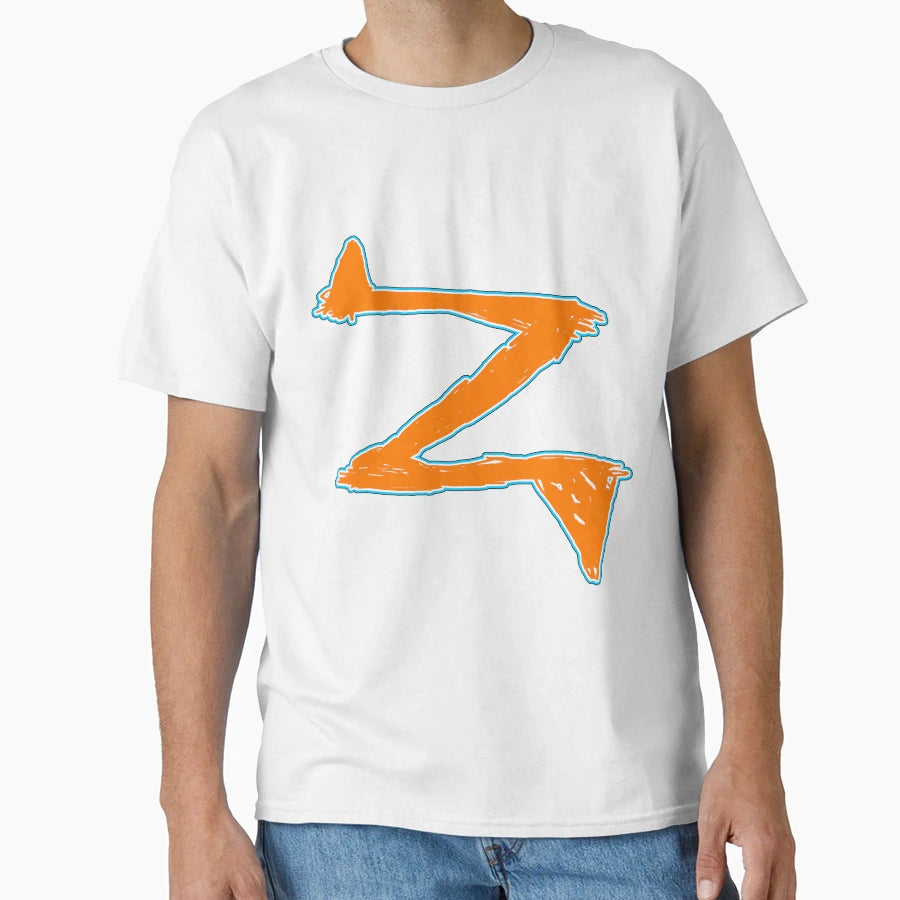 Grunge Z Logo Safety Orange And Sky T-Shirt - Aesthetic Graphic Men Women - T-Shirt, Sweatshirt, Hoodie