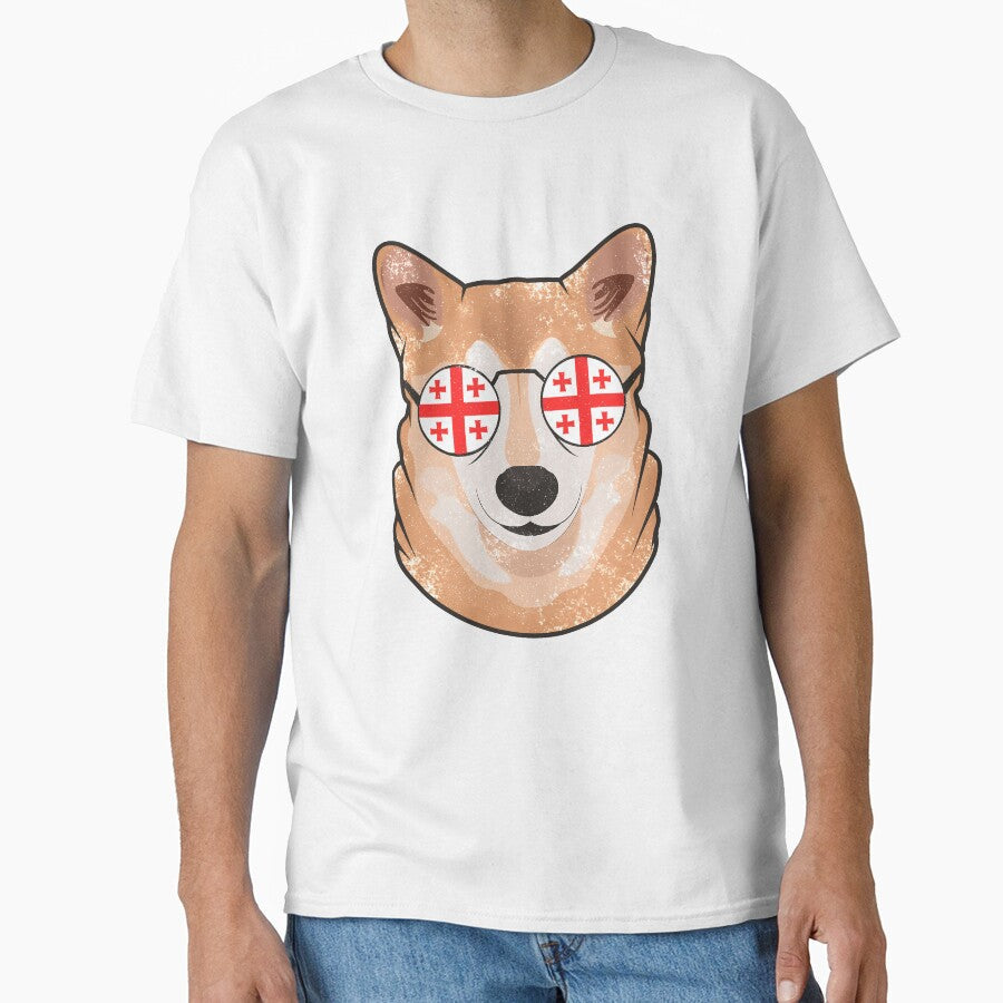 Vintage Patriotic Shiba Inu Georgian Flag by - Adult & Kids T-Shirts, Sweatshirts & Hoodies apparel design preview 1