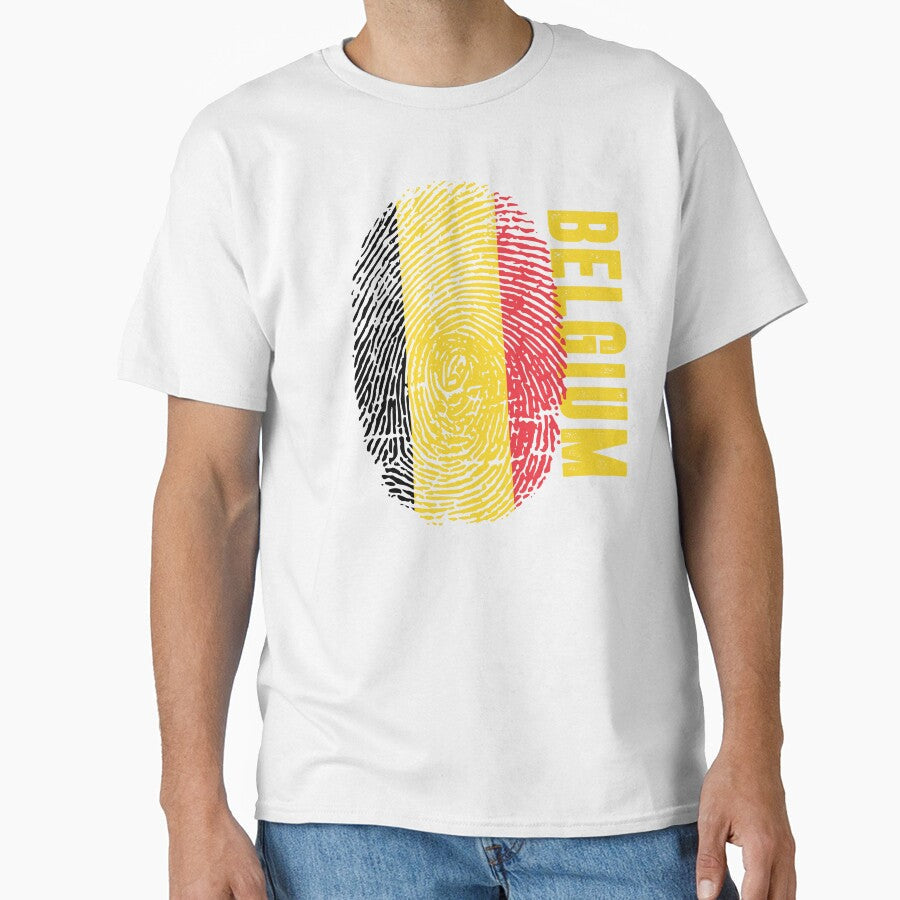 Belgium Flag Fingerprint DNA Belgian by PartyShirts1 - Adult & Kids T-Shirts, Sweatshirts & Hoodies apparel design preview 1
