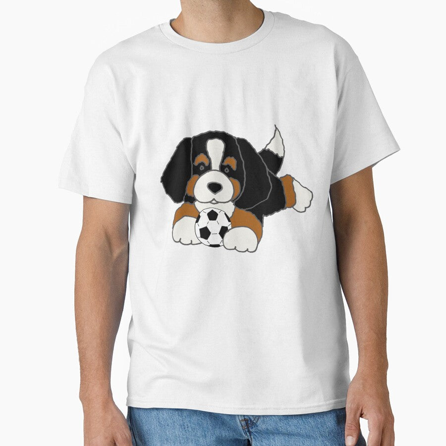 Cute Bernese Mountain Dog Playing Soccer by Nature's - Adult & Kids T-Shirts, Sweatshirts & Hoodies apparel design preview 1