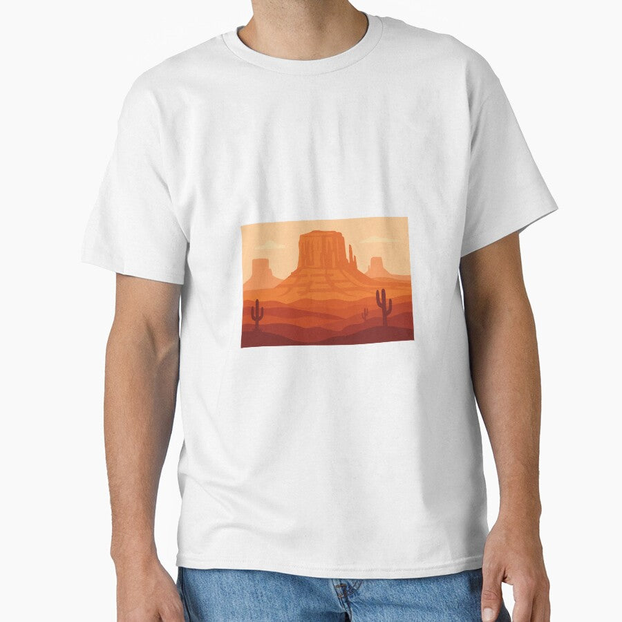 Orange Desert Landscape Minimalist Western Nature - Adult & Kids T-Shirts, Sweatshirts & Hoodies apparel design preview 1