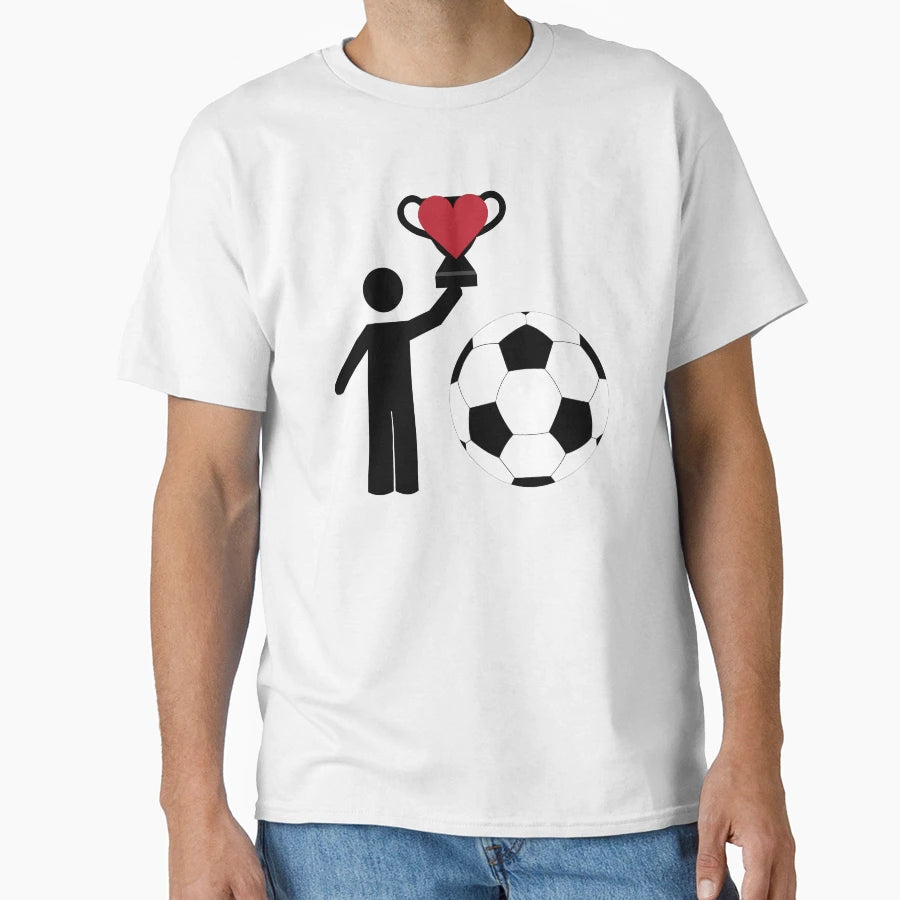 Stick Red Heart Soccer I Love Soccer T-Shirt - Aesthetic Graphic for Adults - T-Shirt, Sweatshirt, Hoodie