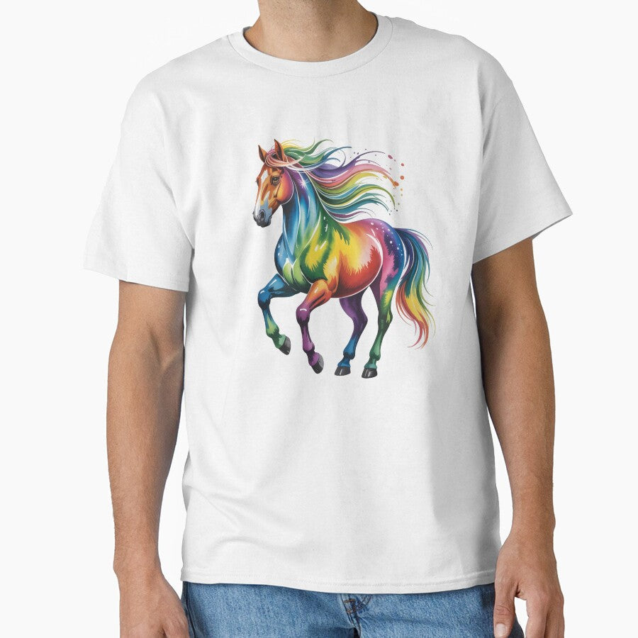 Majestic Colorful Horse Vibrant Rainbow Art - Adult & Kids T-Shirts, Sweatshirts & Hoodies apparel design preview 1