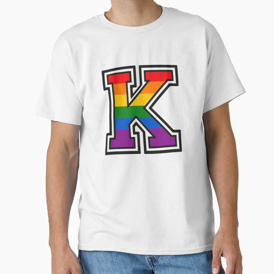 Varsity Gay Pride Letter K T-Shirt - Graphic Print for Adults - T-Shirt, Sweatshirt, Hoodie