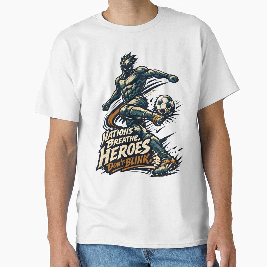 Nations Breathe Heroes Don't Blink Soccer Athlete Art - Adult & Kids T-Shirts, Sweatshirts & Hoodies apparel design preview 1