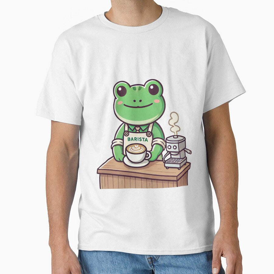 Frog Barista Cute Café Art by ByBryteG - Adult & Kids T-Shirts, Sweatshirts & Hoodies apparel design preview 1
