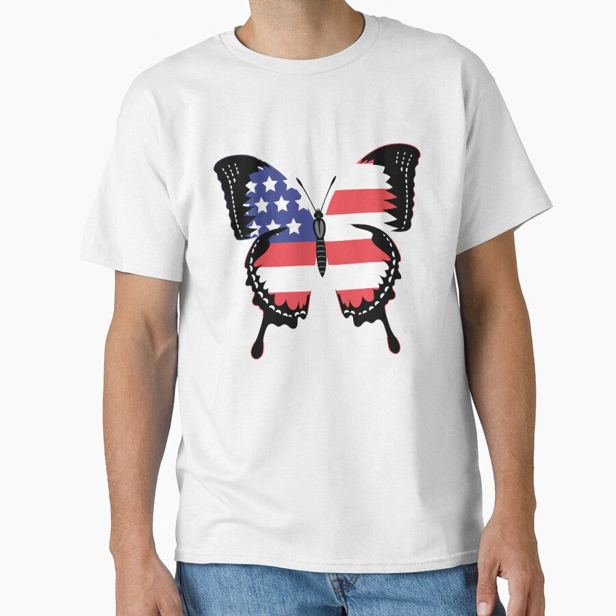 American Flag Butterfly by pretty4u - Adult & Kids T-Shirts, Sweatshirts & Hoodies apparel design preview 1