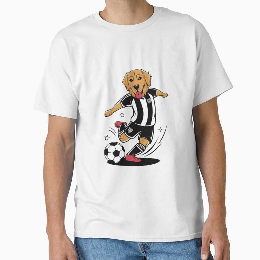 Golden Retriever Soccer Star with Tattoo Flair by - Adult & Kids T-Shirts, Sweatshirts & Hoodies apparel design preview 1
