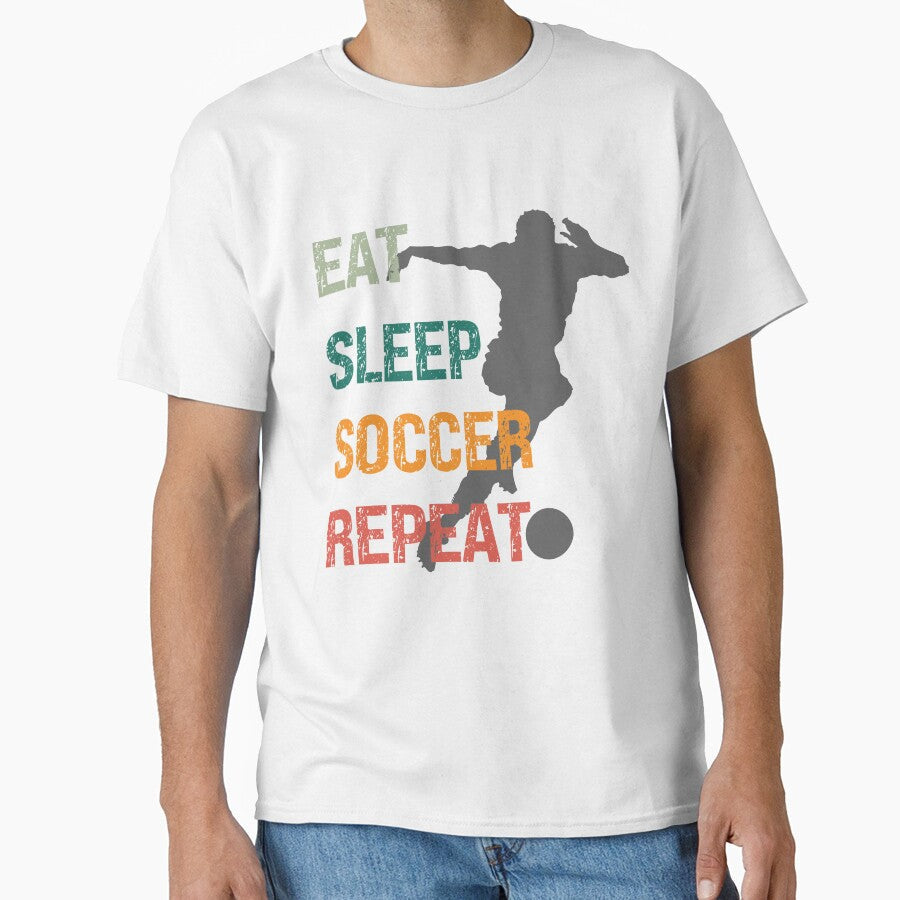 Eat Sleep Soccer Repeat Game Fan by PRINYOS - Adult & Kids T-Shirts, Sweatshirts & Hoodies apparel design preview 1
