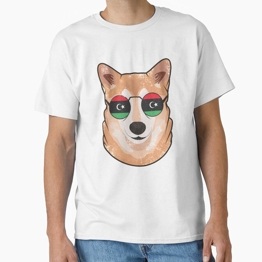 Vintage Patriotic Shiba Inu Libyan Flag by - Adult & Kids T-Shirts, Sweatshirts & Hoodies apparel design preview 1