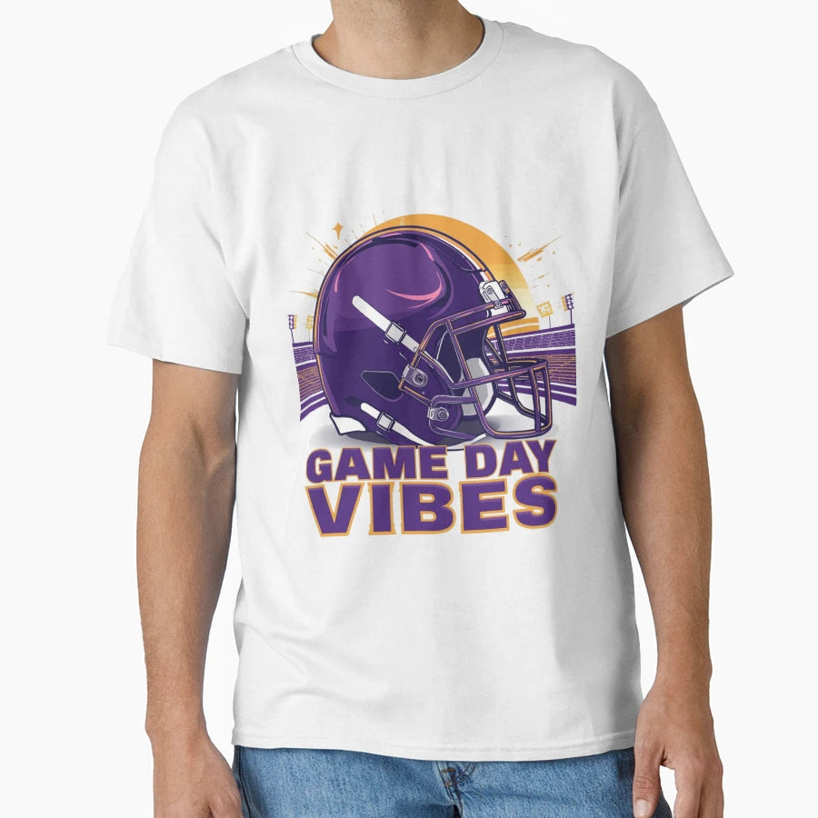 Copy Purple Gold Helmet Game Day Vibes T-Shirt - Graphic Print for Adults - T-Shirt, Sweatshirt, Hoodie