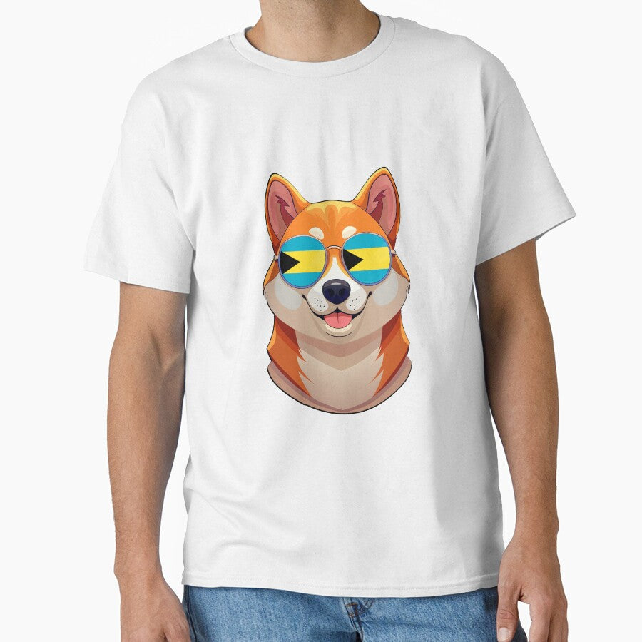 Vintage Patriotic Shiba Inu Bahamian Flag by - Adult & Kids T-Shirts, Sweatshirts & Hoodies apparel design preview 1