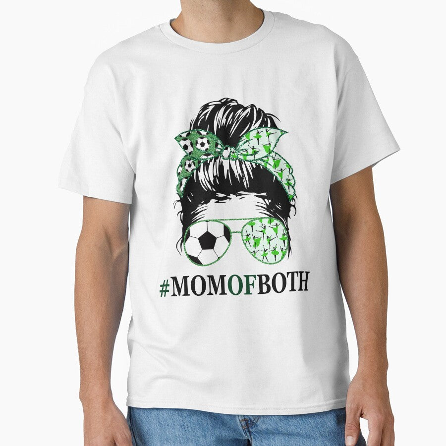 Funny Mom of Both Soccer Ballet Messy Bun by manzee - Adult & Kids T-Shirts, Sweatshirts & Hoodies apparel design preview 1