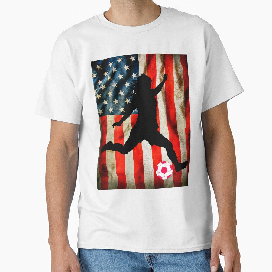 Female soccer and american flag by erozzz - Adult & Kids T-Shirts, Sweatshirts & Hoodies apparel design preview 1