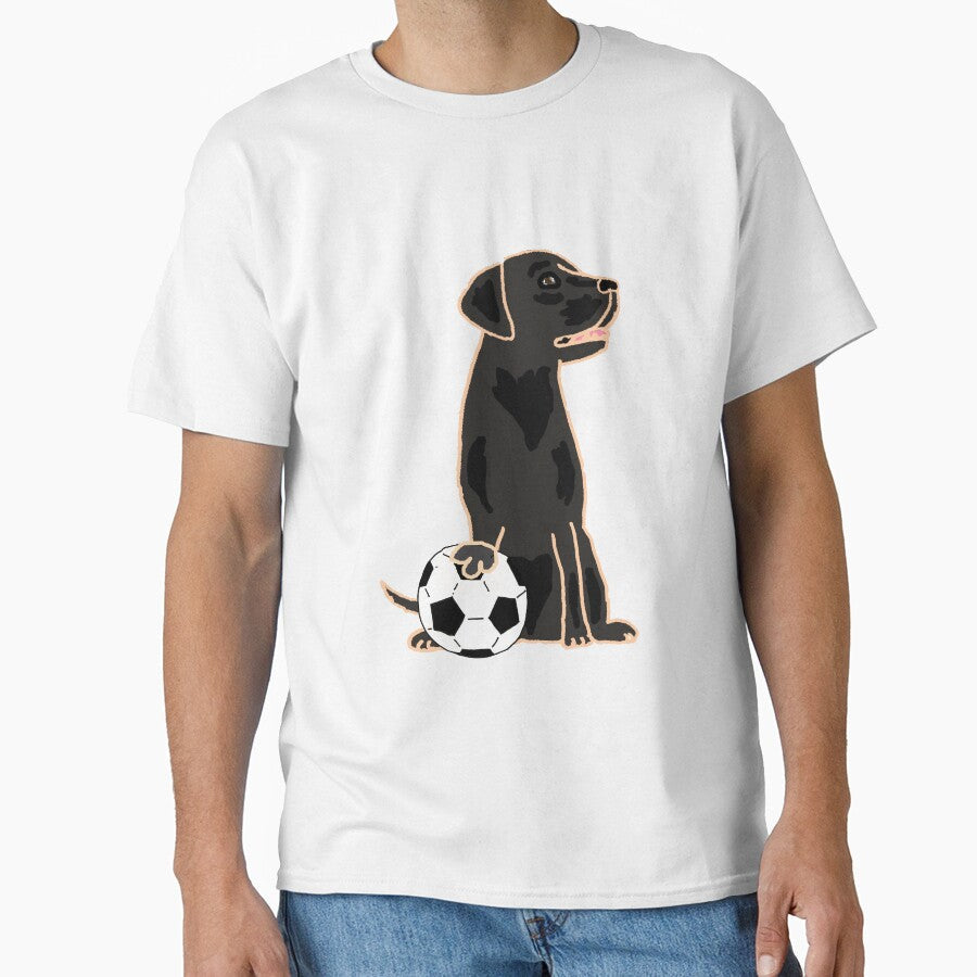 Cute Black Lab Playing Football Cartoon by Nature's - Adult & Kids T-Shirts, Sweatshirts & Hoodies apparel design preview 1