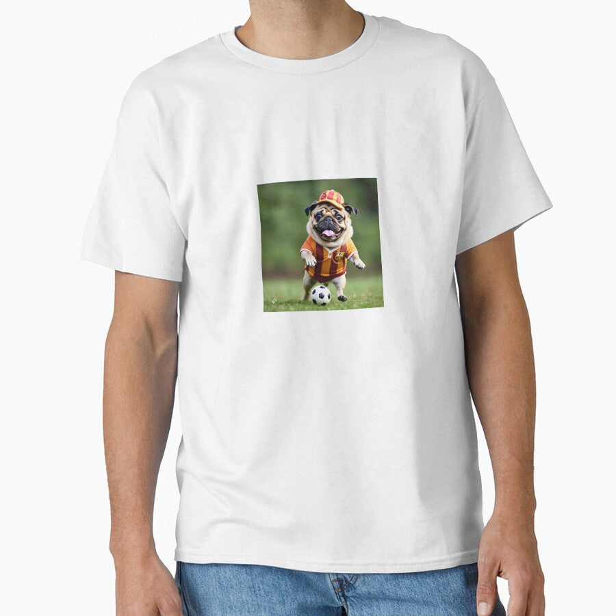 Puggy playing soccer by pug-maniac - Adult & Kids T-Shirts, Sweatshirts & Hoodies apparel design preview 1