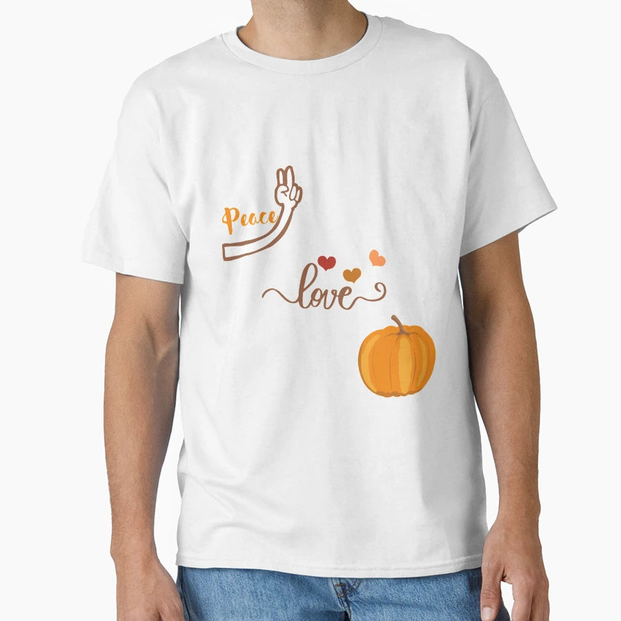 Peace Love Pumpkin T-Shirt - Custom Art Print Men Women - T-Shirt, Sweatshirt, Hoodie