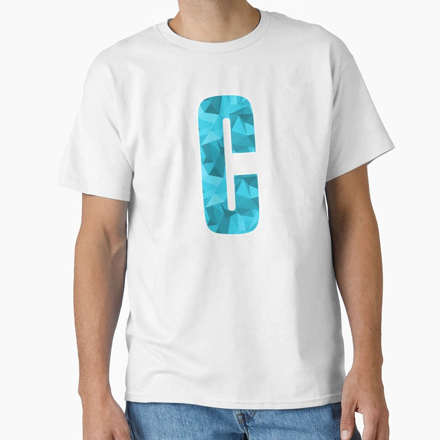 Letter C Monogram Letter Art Cyan T-Shirt - Fun Novelty Design for Adults - T-Shirt, Sweatshirt, Hoodie