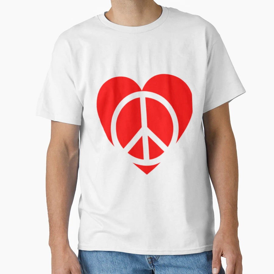 Red Peace Heart T-Shirt - Custom Art Print Unisex - T-Shirt, Sweatshirt, Hoodie