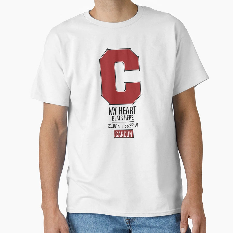 Cancun My Heart Beats Here White T-Shirt - Unique Graphic for Adults - T-Shirt, Sweatshirt, Hoodie