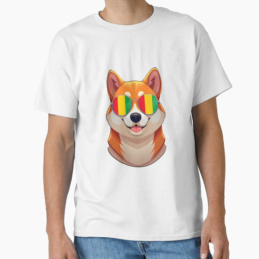 Vintage Patriotic Shiba Inu Guinean Flag by - Adult & Kids T-Shirts, Sweatshirts & Hoodies apparel design preview 1