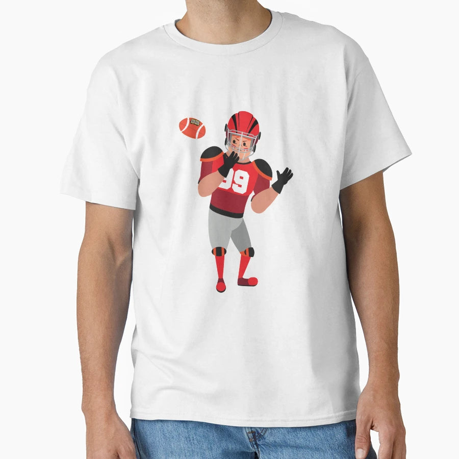 American Football Cartoon T-Shirt - Casual Everyday Wear for Adults - T-Shirt, Sweatshirt, Hoodie