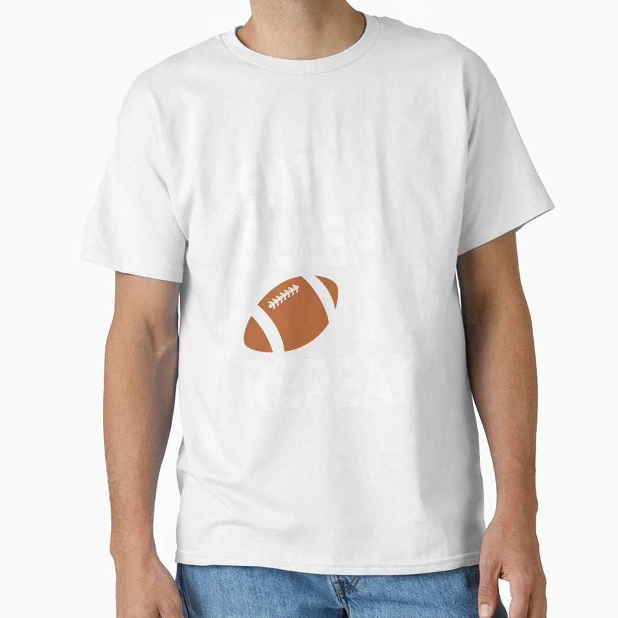 Eat Sleep Football Repeat T-Shirt - Aesthetic Graphic Unisex - T-Shirt, Sweatshirt, Hoodie