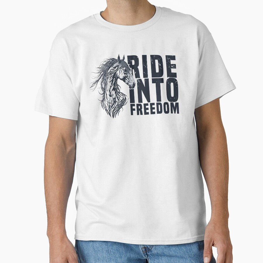 Ride Into Freedom Horse by casualVisions - Adult & Kids T-Shirts, Sweatshirts & Hoodies apparel design preview 1