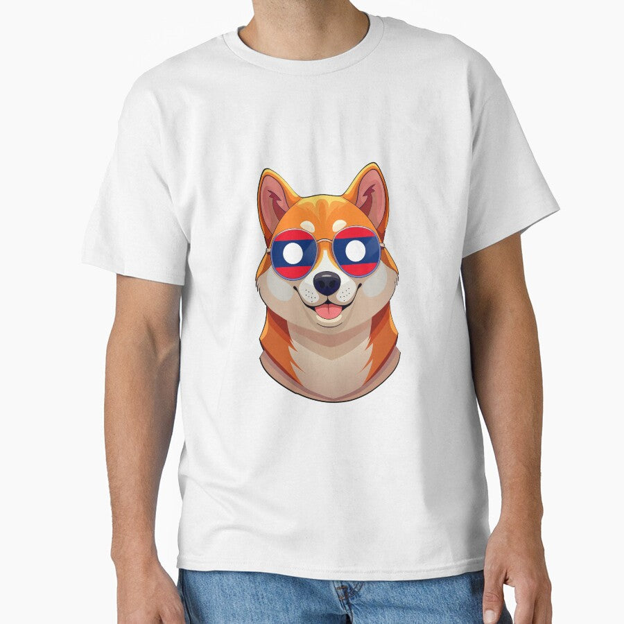 Patriotic Shiba Inu Lao Flag by DreamBrushy - Adult & Kids T-Shirts, Sweatshirts & Hoodies apparel design preview 1