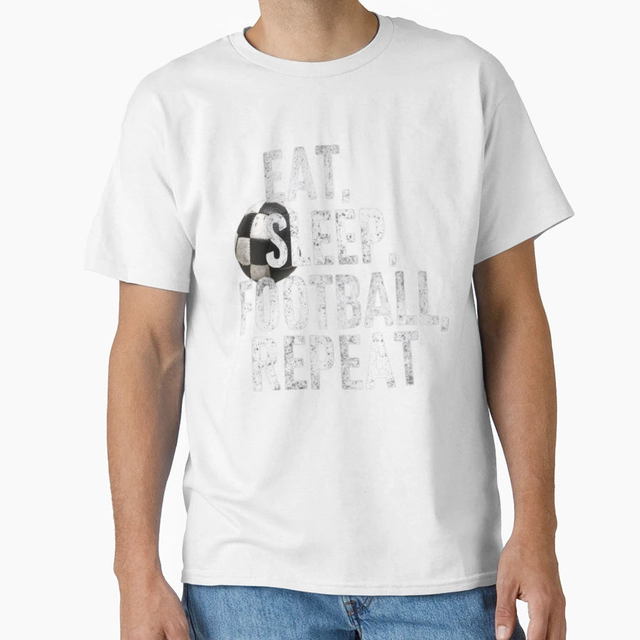 Eat Sleep Football Repeat T-Shirt - Novelty Apparel for Adults - T-Shirt, Sweatshirt, Hoodie