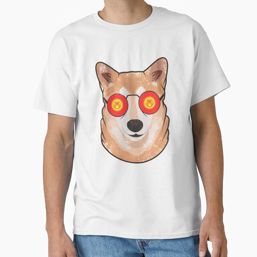 Vintage Patriotic Shiba Inu Kyrgyzstani Flag by - Adult & Kids T-Shirts, Sweatshirts & Hoodies apparel design preview 1