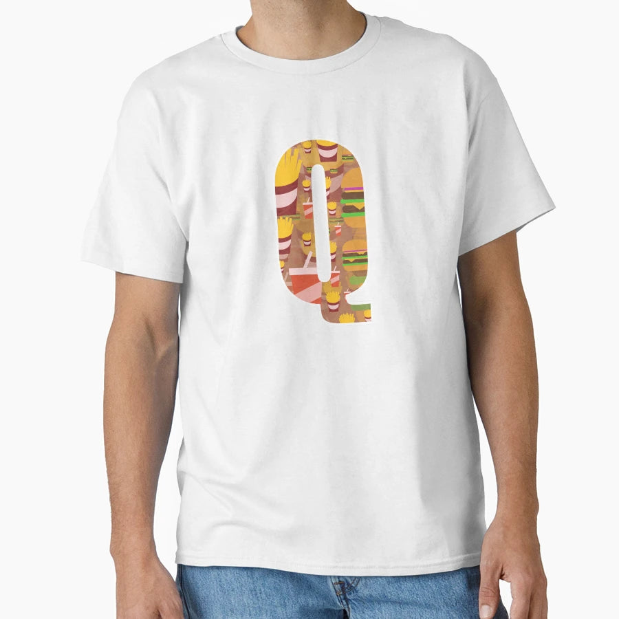 Letter Q Burger Fries And Soda Fast T-Shirt - Streetwear Style Men Women - T-Shirt, Sweatshirt, Hoodie