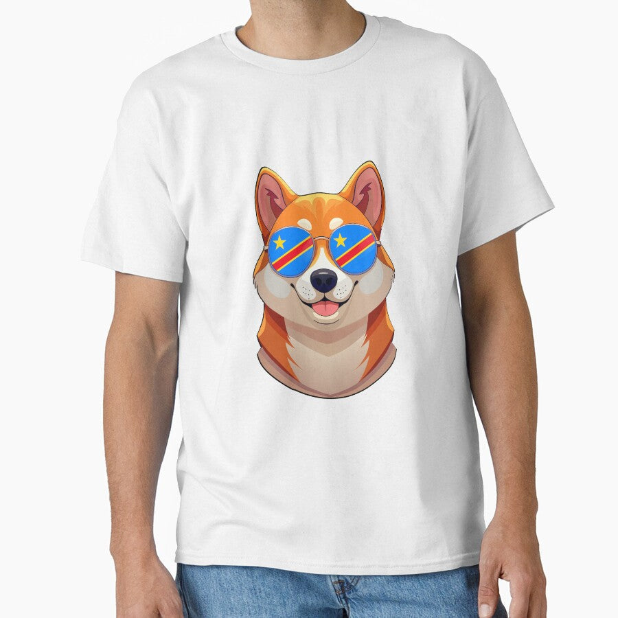 Vintage Patriotic Shiba Inu Congolese Flag by - Adult & Kids T-Shirts, Sweatshirts & Hoodies apparel design preview 1