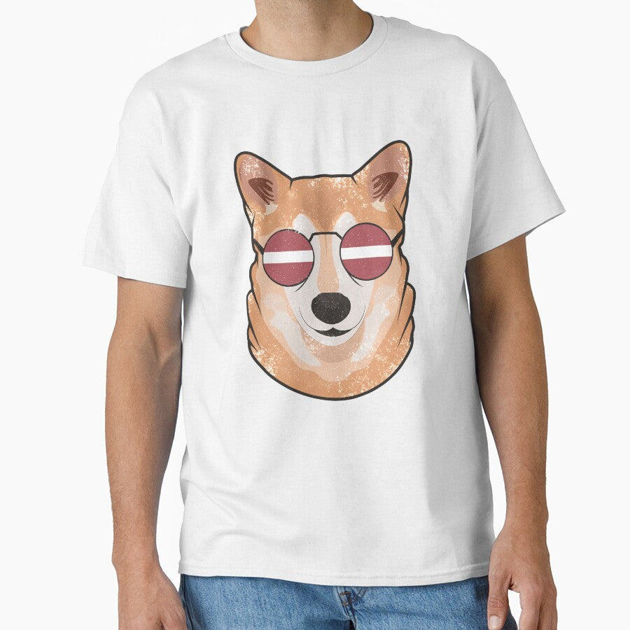 Vintage Patriotic Shiba Inu Latvian Flag by - Adult & Kids T-Shirts, Sweatshirts & Hoodies apparel design preview 1