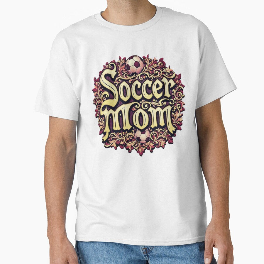 Regal Soccer Mom Emblem Elegant Maroon Gold Football - Adult & Kids T-Shirts, Sweatshirts & Hoodies apparel design preview 1
