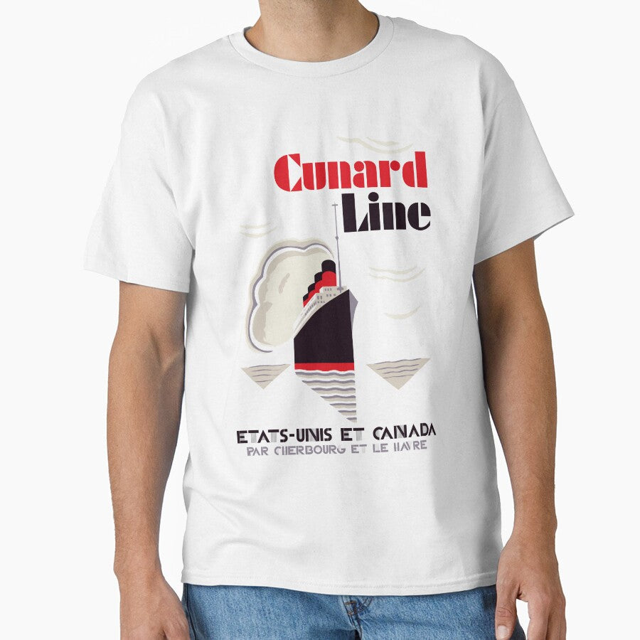 Art deco retro vintage style Cunard Line France USA - Adult & Kids T-Shirts, Sweatshirts & Hoodies apparel design preview 1