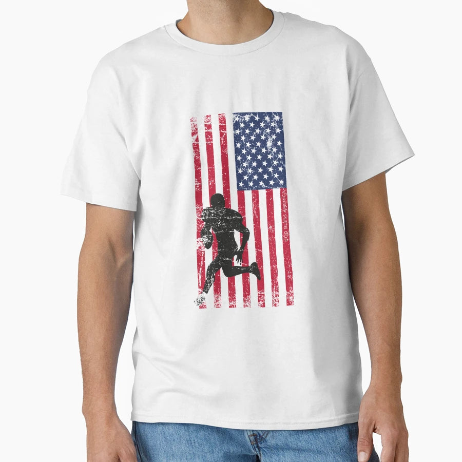 Football American Flag 4Th July T-Shirt - Minimalist Print for Adults - T-Shirt, Sweatshirt, Hoodie