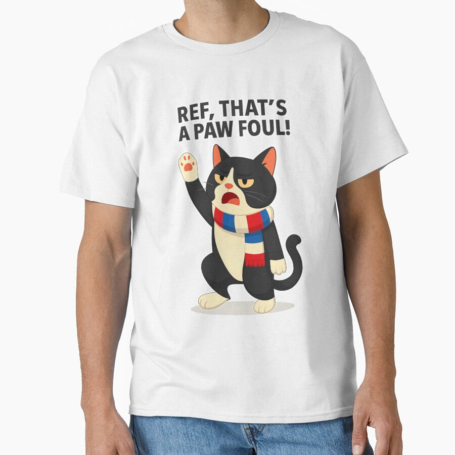 Ref, That's a Paw Foul! Funny Tuxedo Cat Football - Adult & Kids T-Shirts, Sweatshirts & Hoodies apparel design preview 1