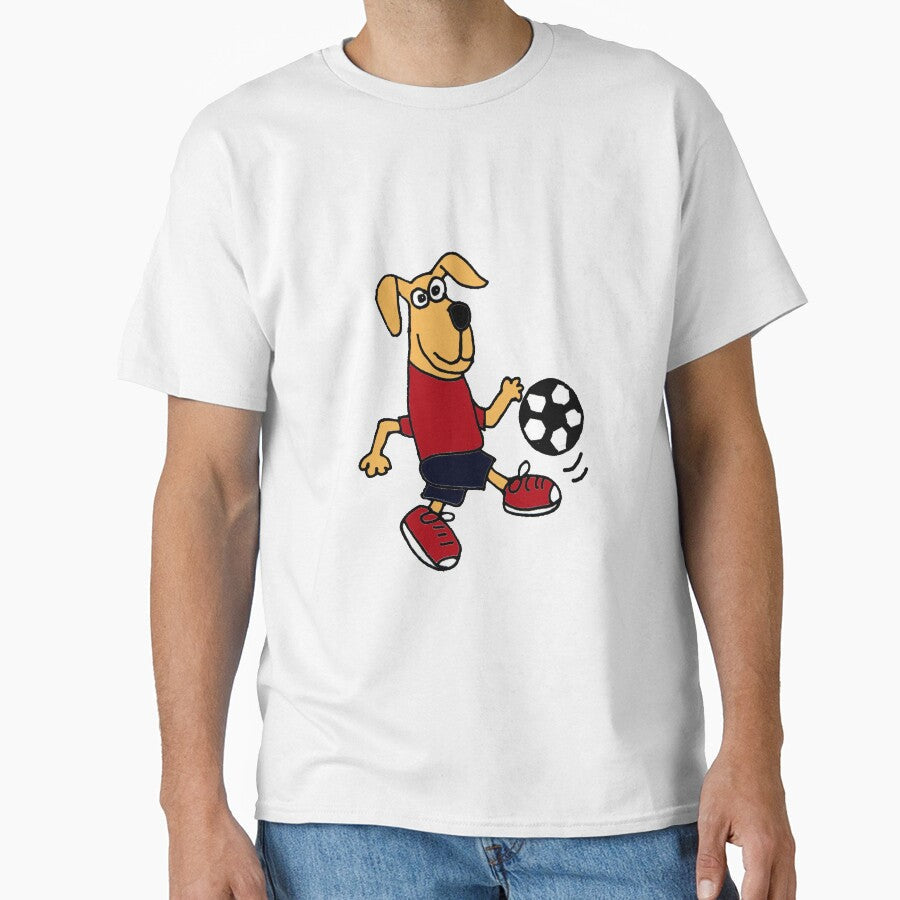 Funky Brown Dog Playing Soccer by Nature's Fancy - Adult & Kids T-Shirts, Sweatshirts & Hoodies apparel design preview 1