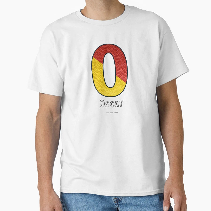 Oscar Navy Alphabet Leather T-Shirt - Novelty Apparel Unisex - T-Shirt, Sweatshirt, Hoodie