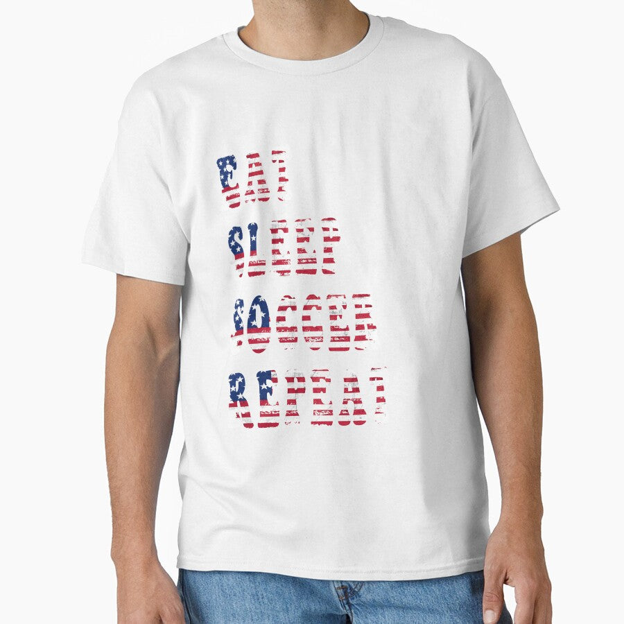 Eat sleep soccer repeat american football lover - Adult & Kids T-Shirts, Sweatshirts & Hoodies apparel design preview 1
