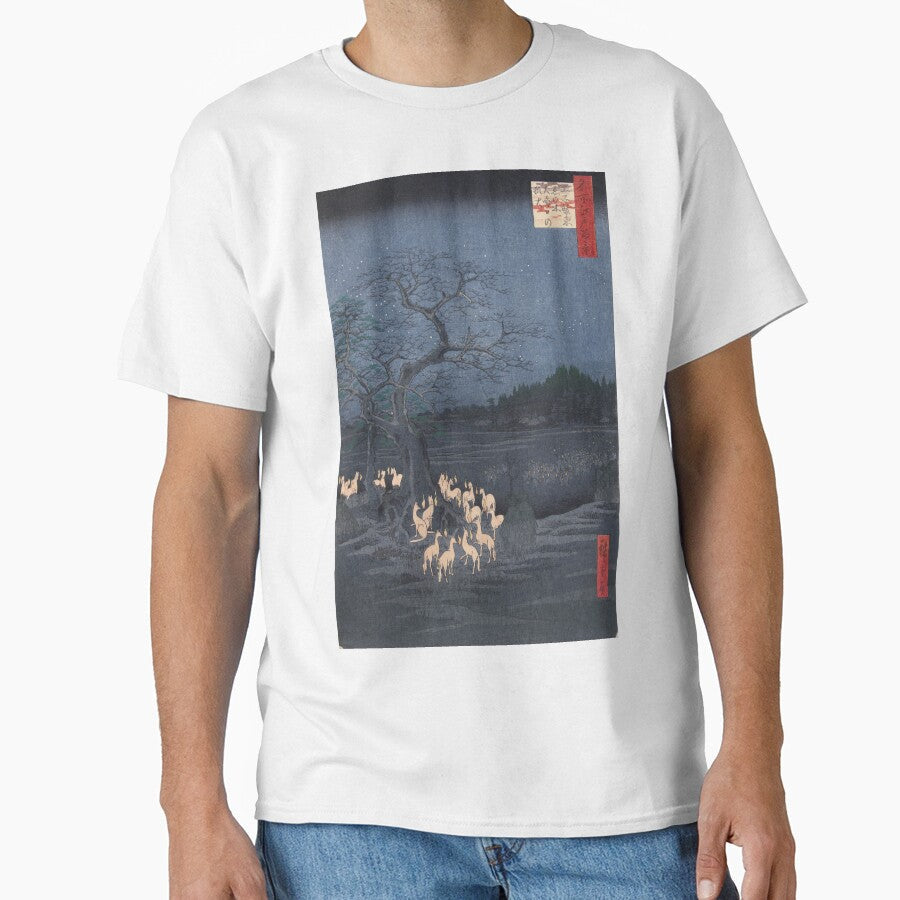 Utagawa Hiroshige Foxfires at the Changing Tree by - Adult & Kids T-Shirts, Sweatshirts & Hoodies apparel design preview 1