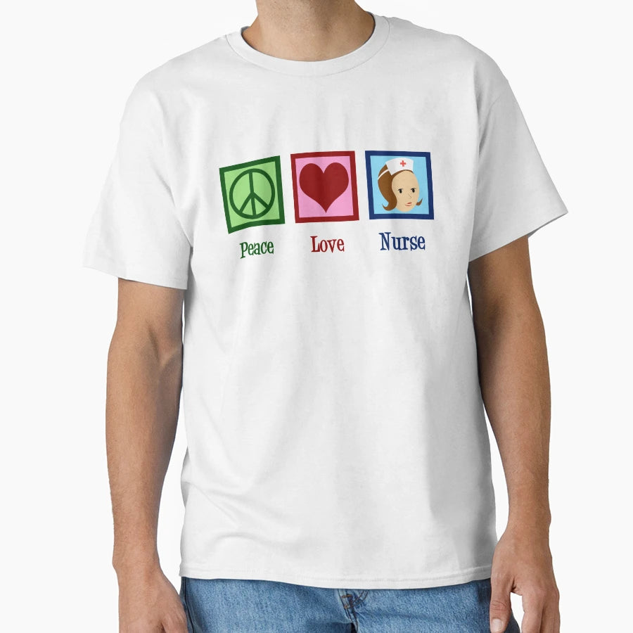 Peace Love Nurse T-Shirt - Novelty Apparel Men Women - T-Shirt, Sweatshirt, Hoodie