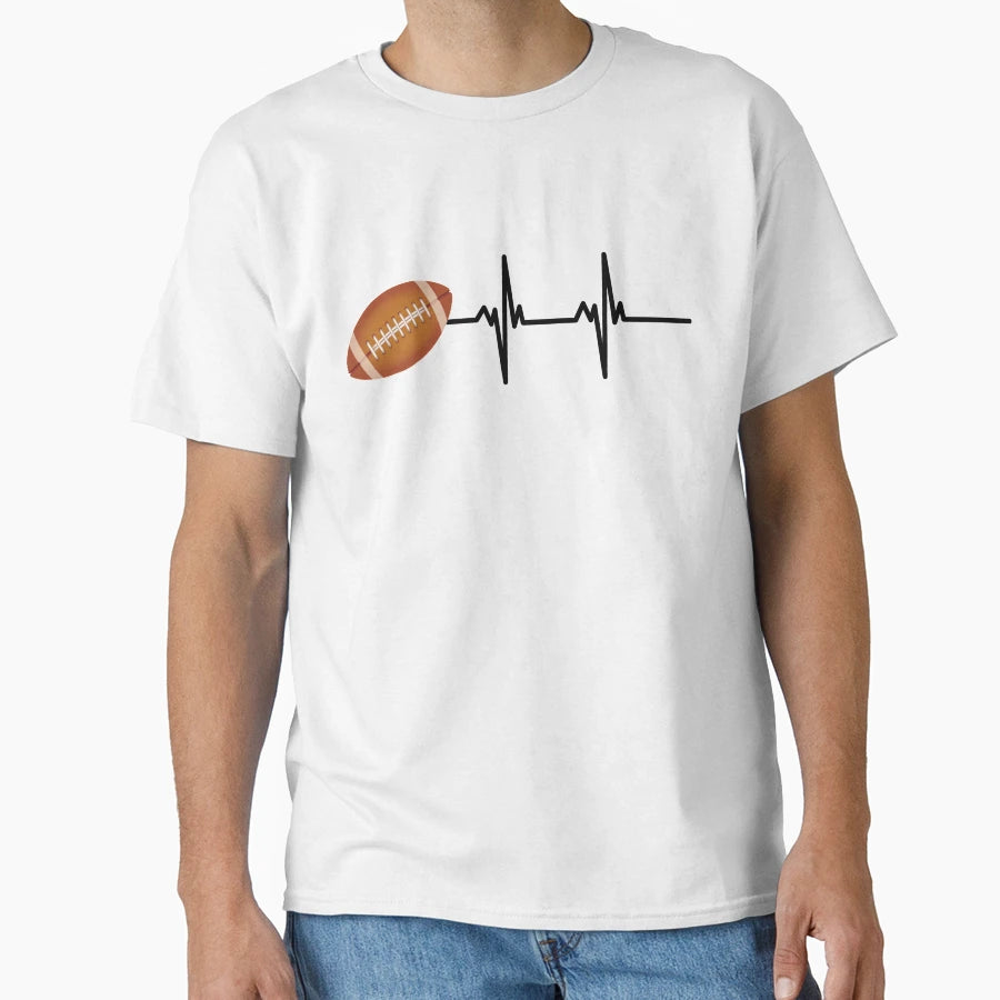 Football Heartbeat Football Ball T-Shirt - Custom Art Print Unisex - T-Shirt, Sweatshirt, Hoodie