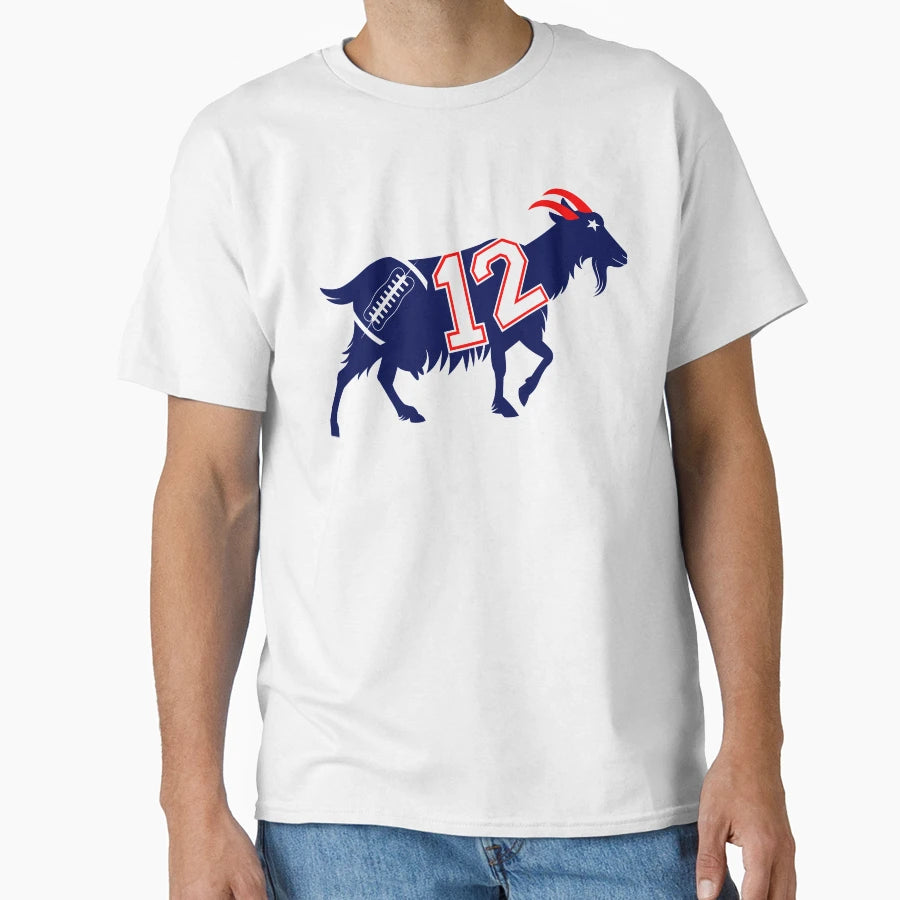 New England Football Goat 12 T-Shirt - Trendy Graphic Men Women - T-Shirt, Sweatshirt, Hoodie