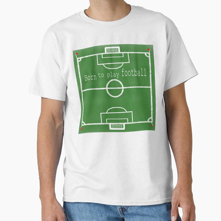 Born to Play Football Soccer Field Illustration for - Adult & Kids T-Shirts, Sweatshirts & Hoodies apparel design preview 1